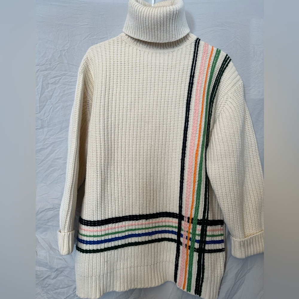Tory Sport merino wool striped turtleneck sweater size S